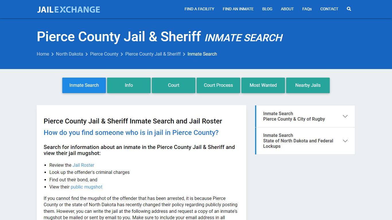 Inmate Search: Roster & Mugshots - Pierce County Jail & Sheriff, ND